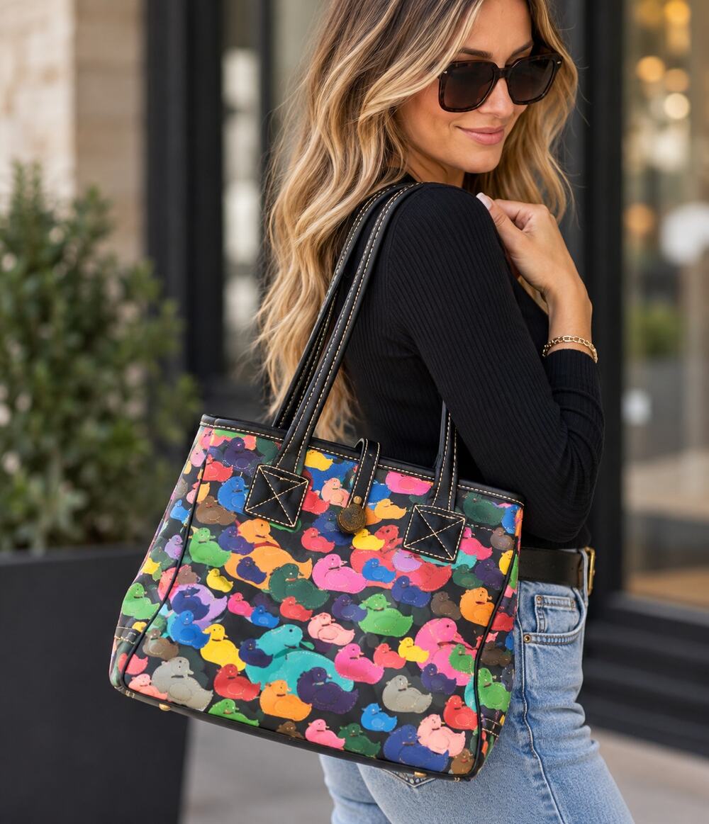 Dooney & Bourke Duck Print Leather Tote Bag – Multicolor